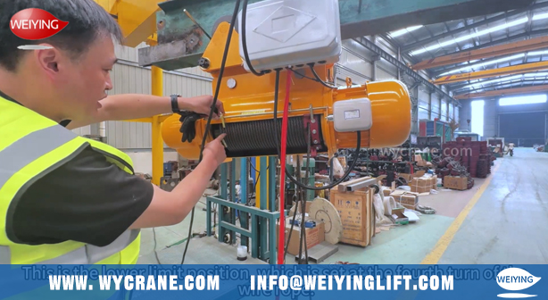 Adjusting heavy hammer limit switch on electric wire rope hoist